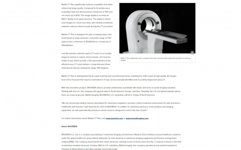 WOORIEN launches 'MyVet CT Plus': Advanced Veterinary imaging Solution
